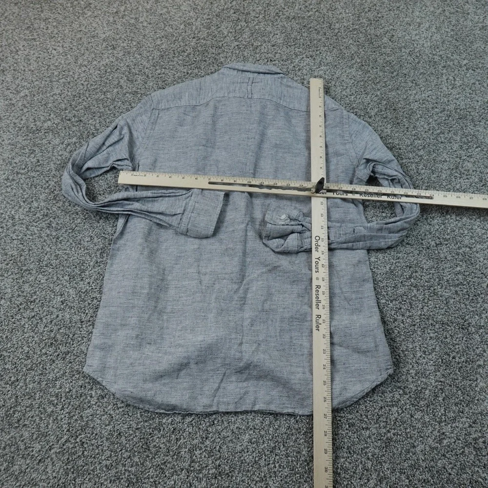 Banana Republic Shirt Mens M Gray Linen Chambray Slim Fit Button Up Long Sleeve